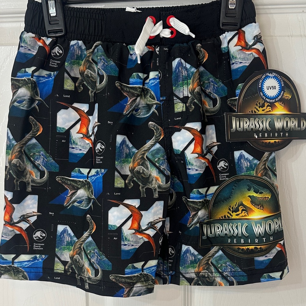 Jurassic World Kids Black Dinosaur Swim Trunks